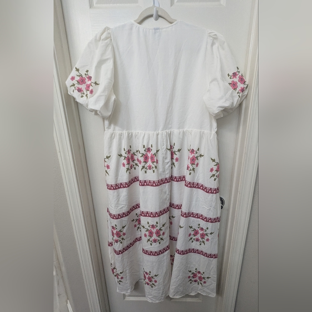 Floral Midi White & Pink Dress 0XL - Picture 7 of 7